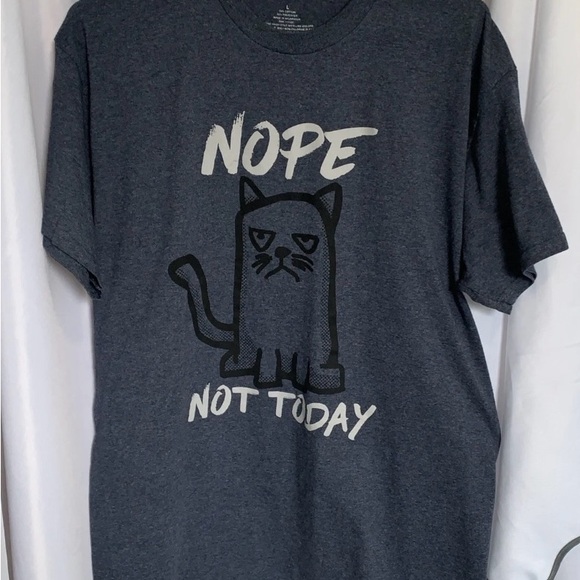 Other - Nope Not Today Blue Distressed Gray Grumpy Cat Graphic T-Shirt Large